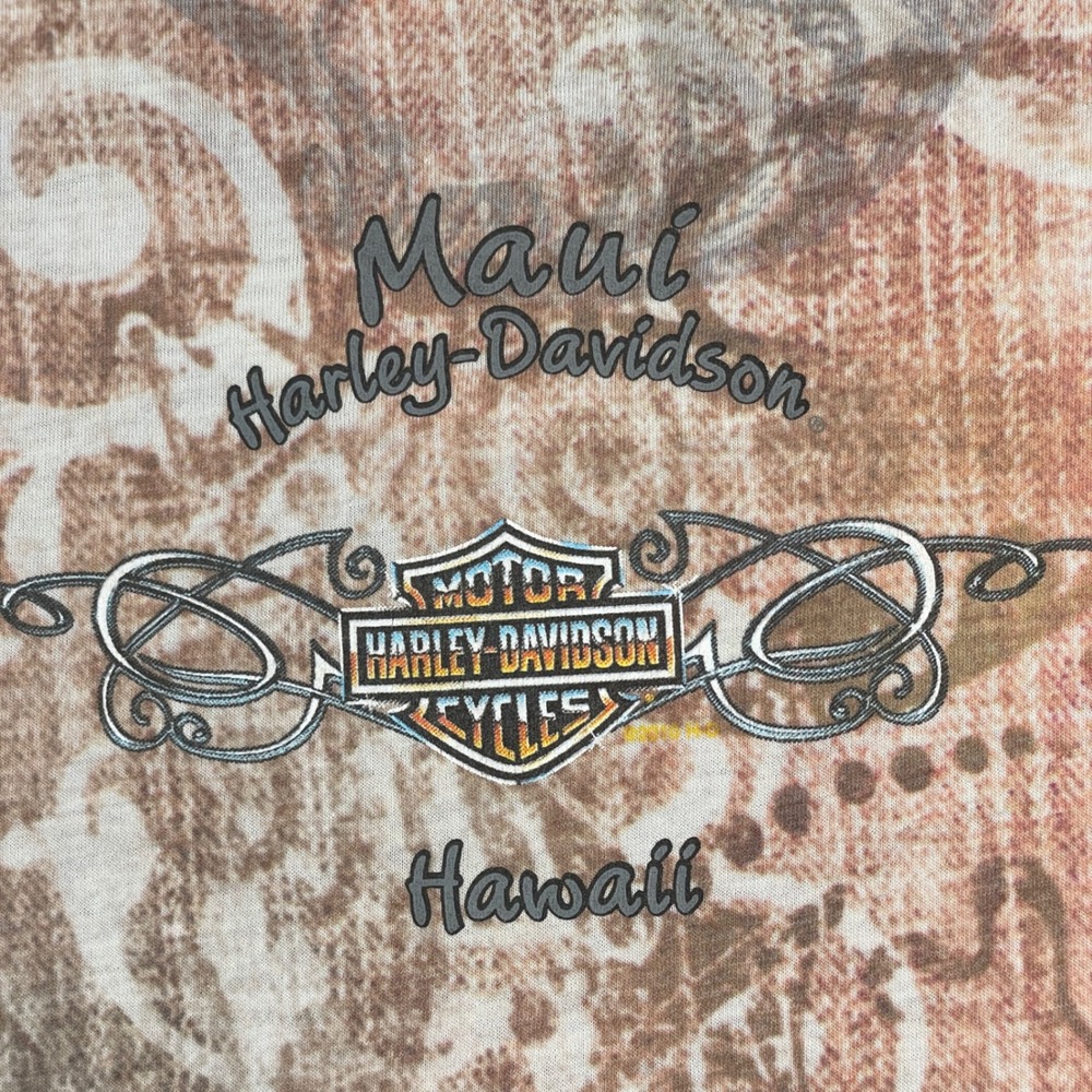 Vintage Harley Davidson Y2K Graphic Top Womens Medium Wings Logo Bedazzled Maui - Picture 13 of 16